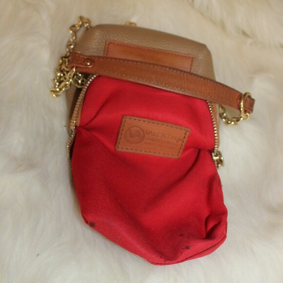 Valentina Genuine beige pebbled  leather Shoulder Bag Made in Italy - Picture 4 of 8